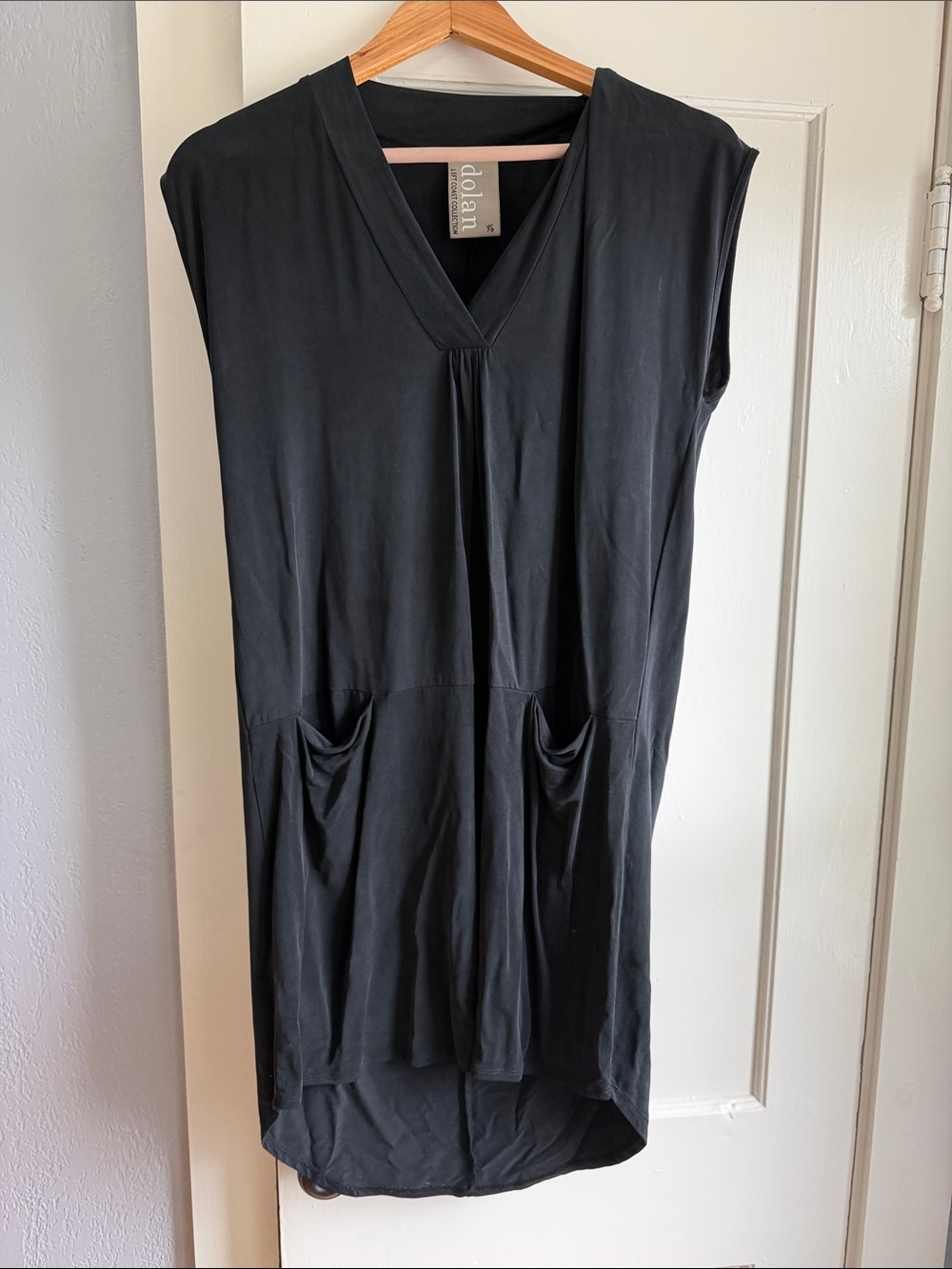 dolan Black High-Low V-Neck Pocket Dress